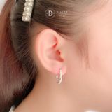  Premium Sparkling Twist Line Silver Hoops - Bông Tai Khoen Xoắn Dày Đính Đá CZ - Size 18mm Ddreamer P3044BTK 