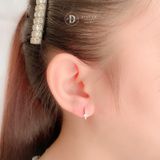  Silver Hoops With 3mm CZ Stone - Bông Tai Khoen Tròn Đính 1 Viên Đá CZ 3li - Size 11mm Ddreamer 3051BTK 