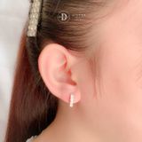  Premium X Band Sparkling Silver Hoops - Bông Tai Khoen Bản Đính Đá Hoa Văn X- Size 13mm Ddreamer 3043BTK 