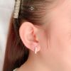 Premium X Band Sparkling Silver Hoops - Bông Tai Khoen Bản Đính Đá Hoa Văn X- Size 13mm Ddreamer 3043BTK