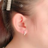  Premium X Band Sparkling Silver Hoops - Bông Tai Khoen Bản Đính Đá Hoa Văn X- Size 13mm Ddreamer 3043BTK 