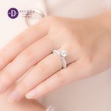  Nhẫn Đá Moissanite Đá Chủ 6.3li- Ổ Trái Tim Bản Dày Đính 5 Viên Moi - Nhẫn Bạc 925 Cao Cấp Đính Moissanite 6.3mm Sterling Silver Ring 