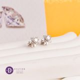  Bông Tai Nữ Đá Moissanite 4li Kiểu Hoa Cánh Nhọn Nhỏ Xinh Đính 4 Đá Moissanite 2li - Flower Moissanite Silver Earrings MBT033 