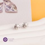  Bông Tai Nữ Đá Moissanite 4li Kiểu Hoa Cánh Nhọn Nhỏ Xinh Đính 4 Đá Moissanite 2li - Flower Moissanite Silver Earrings MBT033 