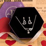  Jewelry Gift Set - Bộ Trang Sức Heart Pin Đính Đá CZ Sang Trọng - Heart Gift Set 