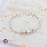  Thick Braid Pure Silver 999 Bracelets - Vòng Tay Bạc 999 Bi Bạc Và Ống Bạc Chữ Nhật 1031VTT 