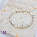  Braid Thick Pure Silver 999 Bracelets - Vòng Tay Bạc 925 Kiểu 3 Bi Bạc & Dây Dày 988VTT 