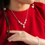  Dây Chuyền Nữ Bạc 925 Premium Queen Diamond Button Đính Đá CZ P1196DCH Ddreamer 