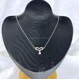  Sterling Silver Necklace-Dây Chuyền Bạc 925 Kiểu Trái Tim Đính Đá Và Viên Đá Rơi - Oval Heart & Falling Stone 201DCH 