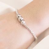  Braid Thick Pure Silver 999 Bracelets - Vòng Tay Bạc 925 Kiểu 3 Bi Bạc & Dây Dày 988VTT 