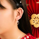  Falling Circle Silver Earrings - Hoa Tai Khoen Bạc 925 Vòng Tròn & Mặt Tròn Đính Đá Baguette Nhỏ 3013BTK 