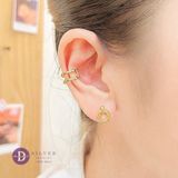  Bông Tai Kẹp Earcuff Vàng Double Line Stone - Yellow Gold Plated Silver 925 Earcuff Earrings 2751EC 