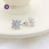  Bông Tai Hoa Tuyết Vuông Đính Moissanite - Bông Tai Nữ Đính Đá Moissanite 5Li - Moissanite Earrings MBT025 