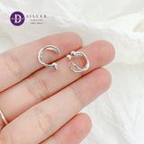  Bông Tai Kẹp Vành Bạc 925 2 Line Chéo Bi (Chiếc) -  Earcuff X Line Dottie Silver Earrings 782EC 