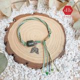  Vòng Dây Thắt Lu Thống Đá Thạch Anh Tóc Xanh Lá Và Charm Bạc  925 - Vòng Thắt Dây Thủ Công Đá Phong Thủy 