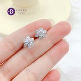  Bông Tai Nữ Đính Đá Moissanite 5Li - Bông Tai Bạc 925 Kiểu Hoa Tuyết Đính Full Moi - Moissanite Earrings MBT018 