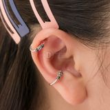  Hoa Tai Bạc 925 Kẹp Vành Earcuff Black Wave Twist 1675EC 