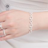  Vòng Tay Đeo Đi Tiệc Sang Trọng  - Vòng Tay Premium Bạc 925 Đính Đá CZ Circle & Square Chain P1203VTH 