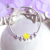  Kiềng Em Bé Bạc 99 - Kiềng Baby Hoa Mai Vàng Hình Mặt Cười Smiley Flower K391 