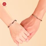  Vòng Tay Thắt Couple Charm Bạc 925 Nút Đồng Tâm 