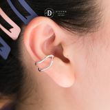  Hoa Tai Bạc 925 Kẹp Vành Earcuff Kiểu Unisex Double Thick Vintage Silver Wire 2756EC 