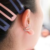  Hoa Tai Bạc 925 Kẹp Vành Earcuff Kiểu Unisex Double Thick Vintage Silver Wire 2756EC 