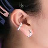  Bông Tai Kẹp Vành Bạc 925 Earcuff Kiểu Unisex Bi Bạc Silver Dots 2752EC 