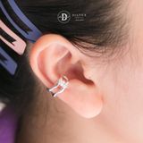  Bông Tai Kẹp Vành Bạc 925 Earcuff Vintage Double Line Eye Stone 2754EC 