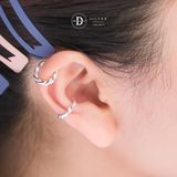  Bông Tai Kẹp Vành Bạc 925 Earcuff Kiểu Unisex Xoắn Twist 2760EC 