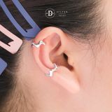  Bông Tai Kẹp Vành Bạc 925 Earcuff Kiểu Unisex Gợn Sóng Thick Wave Silver Line 2759EC 