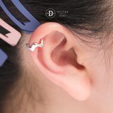  Bông Tai Kẹp Vành Bạc 925 Earcuff Kiểu Unisex Gợn Sóng Thick Wave Silver Line 2759EC 