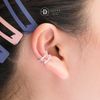 Bông Tai Kẹp Vành Bạc 925 Earcuff Kiểu Unisex Double Line White Stone 2751EC