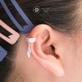  Hoa Tai Bạc 925 Kẹp Vành Earcuff Flower Statement Cuff Falling Feather 1848EC 