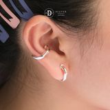  Bông Tai Kẹp Vành Bạc 925 Earcuff Kiểu Unisex Thick Vintage Silver Wire 2755EC 