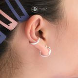  Bông Tai Kẹp Vành Bạc 925 Earcuff Kiểu Unisex Thick Vintage Silver Wire 2755EC 