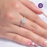  Nhẫn Bạc 925 Cao Cấp - Nhẫn Diamond Button - Mặt Tròn Đá CZ 6.5Li 2138NH 