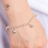  Pure Silver 999 Bracelets - Vòng Tay Bạc 999 Mắc Xích Tròn Đôi 6 Chuông Lớn Khoá S 1077VTT Ddreamer 