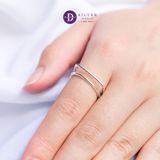  Basic Round & Square Line Sterling Silver Ring - Nhẫn Bạc 925 Freesize Hình Học Vuông Tròn 2336NT Ddreamer 