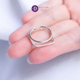  Basic Round & Square Line Sterling Silver Ring - Nhẫn Bạc 925 Freesize Hình Học Vuông Tròn 2336NT Ddreamer 