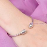  Kiềng Bạc 925 Búp Sen Việt Nam - Vietnam Lotus Flower Sterling Silver Bangle  K114 