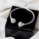  Kiềng Bạc 925 Xỏ Charm Đính Đá Sang Trọng - Sunflower Light Ball Silver Bangle K177 K178 