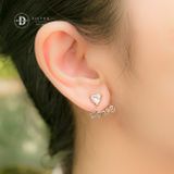  Hoa Tai Premium Bạc 925 Cao Cấp Earjackets -  LOVE White Heart Stone - Đá Trái Tim Trắng P2958EJ 