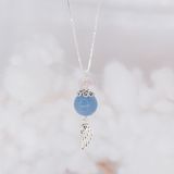  Aquamarine Silver Pendant - Mặt Dây Chuyền Đá Aquamarine Charm Bạc Cánh Thiên Thần 