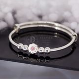  Kiềng Bạc 999 Hoa Sakura Đính Đá Hồng Đáng Yêu  Silver Bangle - Ddreamer K338 