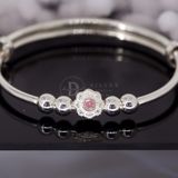  Kiềng Bạc 999 Hoa Sakura Đính Đá Hồng Đáng Yêu  Silver Bangle - Ddreamer K338 