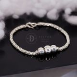  Braid Thick Pure Silver 999 Bracelets - Vòng Tay Bạc 925 Kiểu 3 Bi Bạc & Dây Dày 988VTT 