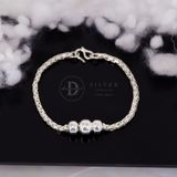  Braid Thick Pure Silver 999 Bracelets - Vòng Tay Bạc 925 Kiểu 3 Bi Bạc & Dây Dày 988VTT 