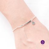  The Bar Flat Full Moon Silver Bracelet Vòng Tay Bạc 925 Thanh Bạc Tag Tròn (Dây Bi) - 717VTT 