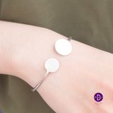  Kiềng Bạc Cá Tính 2 Mặt Tròn Trơn Đơn Giản - Fullmoon Circle Silver Bangle - K129 