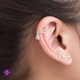  Hoa Tai Bạc 925 Kẹp Vành Earcuff Double Line Falling Heart 2049EC 